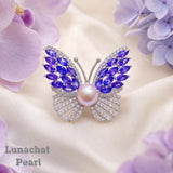 Lunachat Sterling Silver and Crystal Pearl Brooch Milano 14