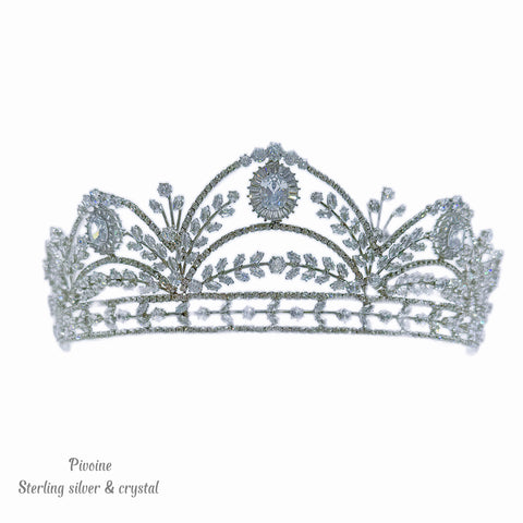 Pivoine Bridal Tiara Milano Sterling Silver and Crystal Handmade Crown 8