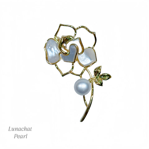 Lunachat Sterling Silver and Crystal Pearl Brooch Milano 35