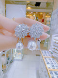Pivoine Milano Sterling Silver and Crystal Bridal Earclips 189
