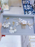 Lunachat 意大利工藝純銀陶瓷花大圈圈夾耳環2 Earclips
