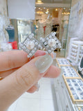 Lunachat 日本925純銀8mm白色淡水珍珠菱形夾耳環Earclips