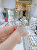 Lunachat 日本925純銀8mm白色淡水珍珠菱形夾耳環Earclips