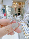 Lunachat 日本925純銀8mm白色淡水珍珠菱形夾耳環Earclips