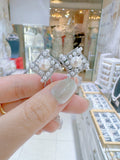 Lunachat 日本925純銀8mm白色淡水珍珠菱形夾耳環Earclips