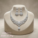 Pivoine Milano Sterling Silver and Crystal Bridal Necklace 11*