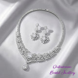 Pivoine Milano Sterling Silver and Crystal Bridal Necklace 11*