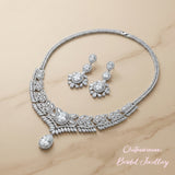 Pivoine Milano Sterling Silver and Crystal Bridal Necklace 11*