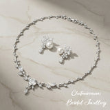 Pivoine Milano Sterling Silver and Crystal Bridal Necklace 35