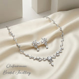 Pivoine Milano Sterling Silver and Crystal Bridal Necklace 35