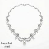 Lunachat 925純銀12-13mm lace design 淡水珍珠頸鍊*