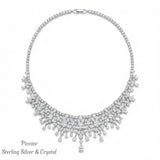 Pivoine Milano Sterling Silver and Crystal Bridal Necklace 17