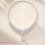 Pivoine Milano Sterling Silver and Crystal Bridal Necklace 11*