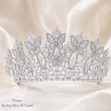 Pivoine Bridal Tiara Milano Sterling Silver and Crystal Handmade Crown 48