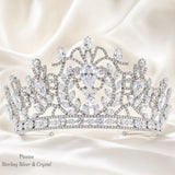 Pivoine Bridal Tiara Milano Sterling Silver and Crystal Handmade Crown 56*