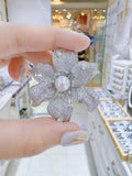 Lunachat Sterling Silver and Crystal Pearl Brooch Milano 27