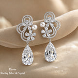 Pivoine Milano Sterling Silver and Crystal Bridal Earrings 112