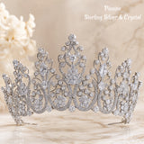 Pivoine Bridal Tiara Milano Sterling Silver and Crystal Handmade Crown 30