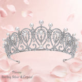 Pivoine Bridal Tiara Milano Sterling Silver and Crystal Handmade Crown 24