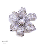 Lunachat Sterling Silver and Crystal Pearl Brooch Milano 27