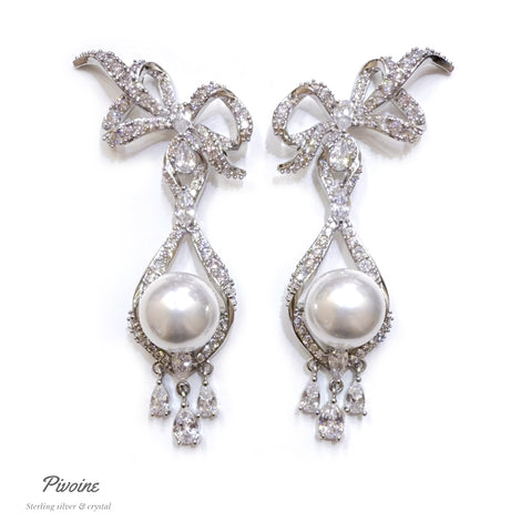 Pivoine Milano Sterling Silver and Crystal Bridal Earrings 34