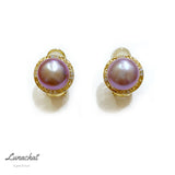 Lunachat 日本925純銀10-11mm 紫色淡水珍夾耳環Earclips