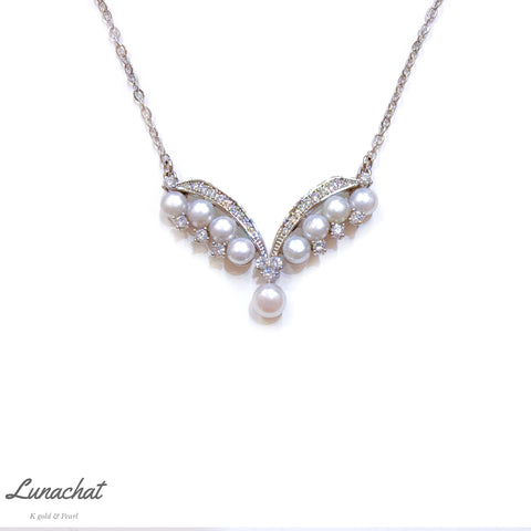 Lunachat 925純銀4-5mm 淡水珍珠頸鍊