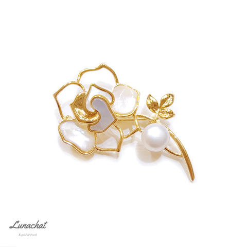 Lunachat Sterling Silver and Crystal Pearl Brooch Milano 35