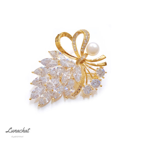 Lunachat Sterling Silver and Crystal Pearl Brooch Milano 40