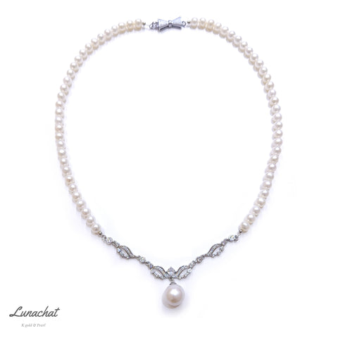 Lunachat 925純銀5-5.5/12-13mm 淡水珍珠頸鍊1
