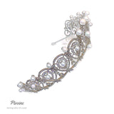 Pivoine Bridal Tiara Milano Sterling Silver and Crystal Handmade Crown 24