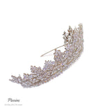 Pivoine Bridal Tiara Milano Sterling Silver and Crystal Handmade Crown 31*