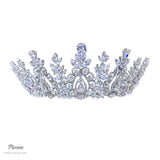Pivoine Bridal Tiara Milano Sterling Silver and Crystal Handmade Crown 52