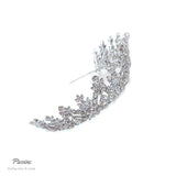 Pivoine Bridal Tiara Milano Sterling Silver and Crystal Handmade Crown 52