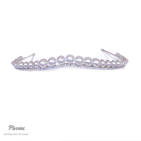 Pivoine Bridal Tiara Milano Sterling Silver and Crystal Handmade Hairpiece 35