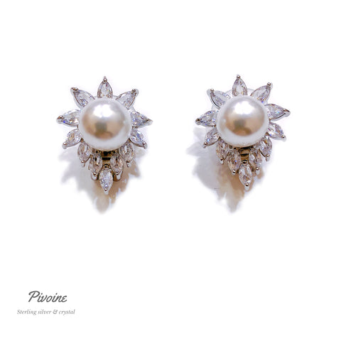 Pivoine Milano Sterling Silver and Crystal Bridal Earclips 188