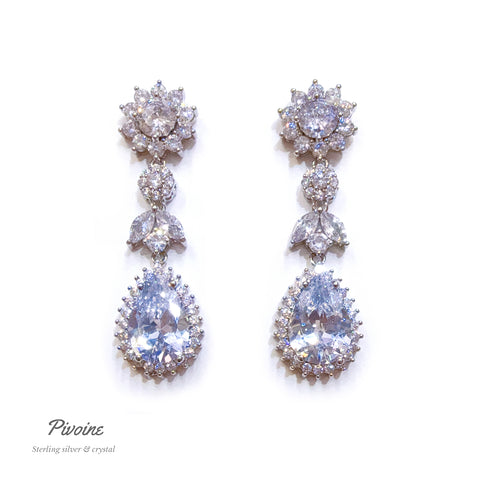 Pivoine Milano Sterling Silver and Crystal Bridal Earrings 37