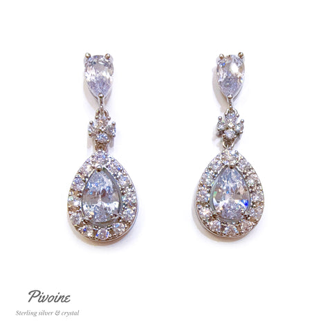 Pivoine Milano Sterling Silver and Crystal Bridal Earrings 64