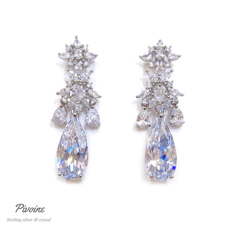 Pivoine Milano Sterling Silver and Crystal Bridal Earrings 93