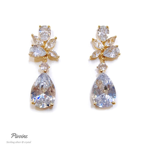 Pivoine Milano Sterling Silver and Crystal Bridal Earrings 6