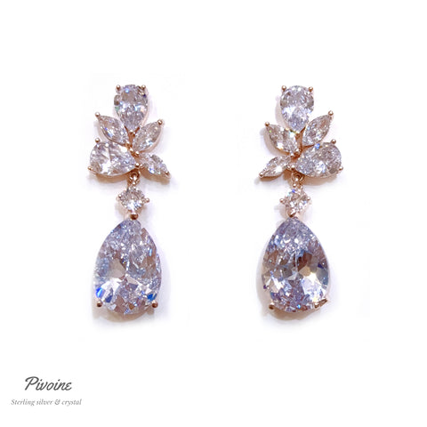 Pivoine Milano Sterling Silver and Crystal Bridal Earrings 89