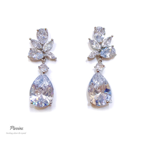 Pivoine Milano Sterling Silver and Crystal Bridal Earrings 71