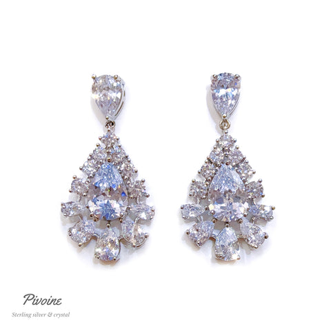 Pivoine Milano Sterling Silver and Crystal Bridal Earrings 23