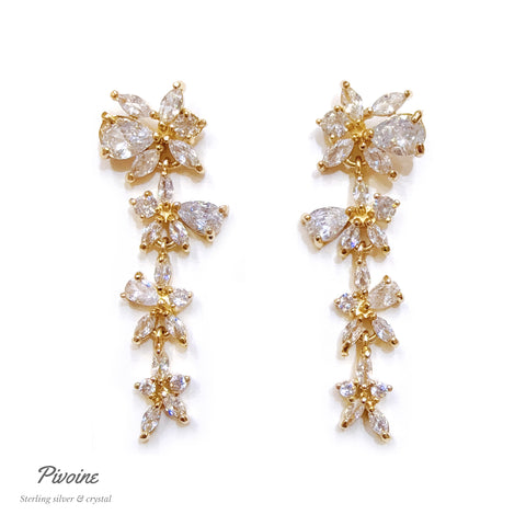 Pivoine Milano Sterling Silver and Crystal Bridal Earrings 173