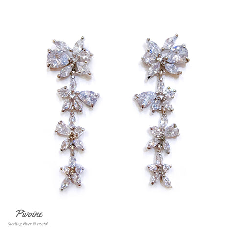 Pivoine Milano Sterling Silver and Crystal Bridal Earrings 124