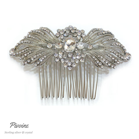 Pivoine Bridal Tiara Milano Sterling Silver and Crystal Handmade Hairpiece  | 結婚禮物 |  婚紗頭飾 | 皇冠頭飾香港 |  裙褂頭飾 | wedding accessories