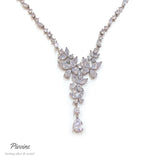 Pivoine Milano Sterling Silver and Crystal Bridal Necklace 37*