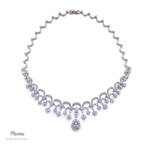 Pivoine Milano Sterling Silver and Crystal Bridal Necklace 9