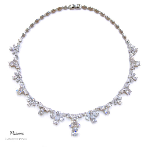 Pivoine Milano Sterling Silver and Crystal Bridal Necklace 12