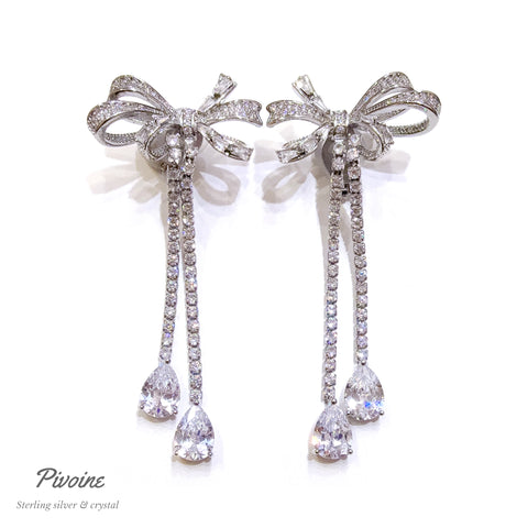 Pivoine Milano Sterling Silver and Crystal Bridal Earclips 191